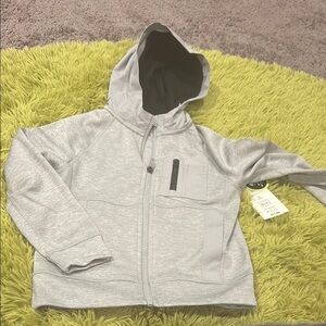 Kids Gray Hooded Jacket lightweight, hooded,chest pocket